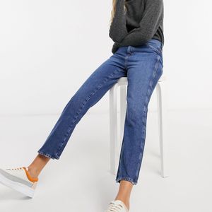 M.i.h. cult - jeans dritti a vita medio alta slavato di MiH Jeans in Blu