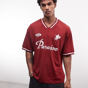 ASOS Red Oversized T-shirt With Football Graphic for men