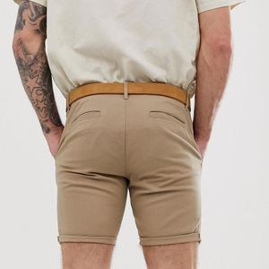Pantalones cortos chinos ajustados en color piedra ASOS de hombre