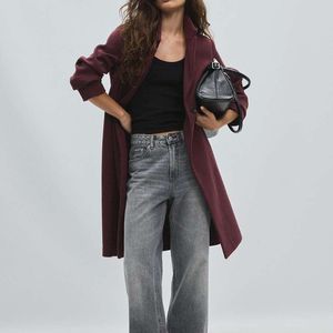 Stradivarius Purple Straight Soft-touch Coat