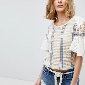 Free People White Babes Only Stripe Tee