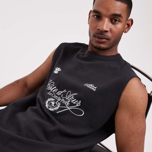 ASOS Black Oversized Tank With Football Graphic for men