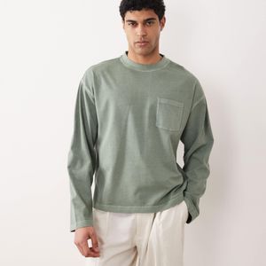 ASOS Green Heavyweight Boxy Oversized Long Sleeve T-shirt for men