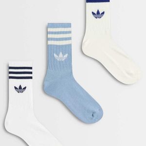 Adidas Originals Blue 3 Pack Three Stripe Crew Socks