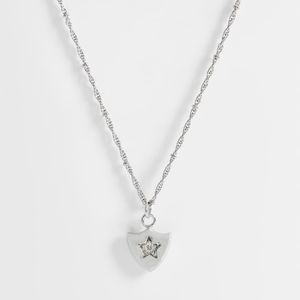 ASOS White Engraved Star Shield Pendant Necklace for men