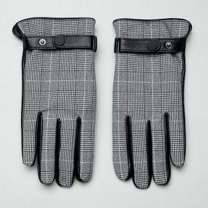 ASOS Schwarze Touchscreen-Handschuhe aus Leder mit Prince-of-Wales-Karo für Herren