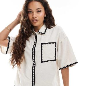 Vero Moda White Oversized Shirt Co-ord With Contrast Stitching