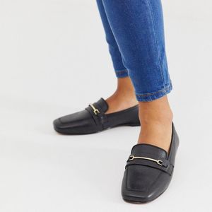 ASOS Mocha - Leren Loafers Met Vierkante Neus in het Zwart