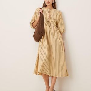 Glamorous Natural Tie-Front Midi-Dress