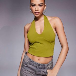 ASOS Green Sculpting Halter Neck Crop Top