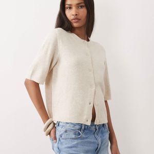 Vila White Short Sleeve Soft Knitted Cardigan