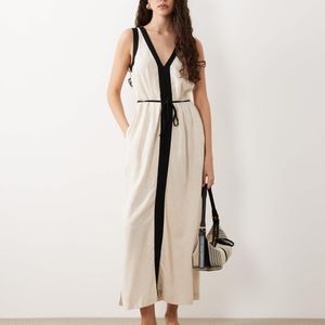 New Look Natural Contrast Column Midi Dress