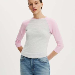 Cotton On White 90S Baby Raglan 3/4 Tee