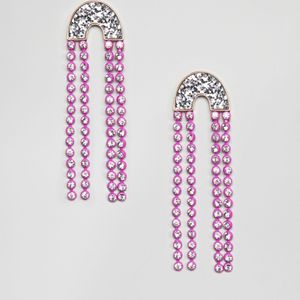 ASOS Metallic Earrings With Jewel Strands And Glitter