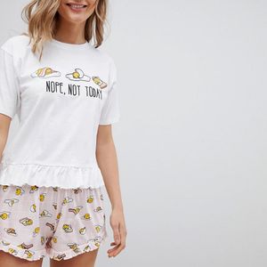 ASOS White Gudetama Nope Not Today Tee And Short Pajama Set
