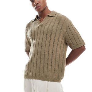 Pull&Bear Natural Knitted Polo for men