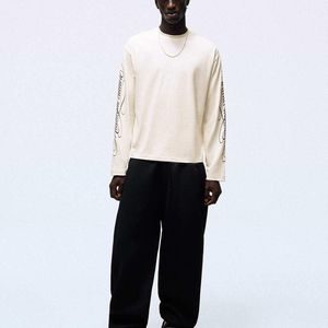Bershka White Print Long-Sleeved T-Shirt for men
