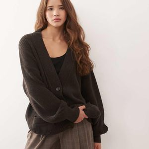 Monki Black Longline Knitted Oversized Cardigan