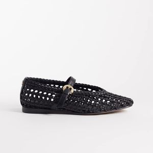 Tommy Hilfiger Black Woven Premium Leather Ballet Pump