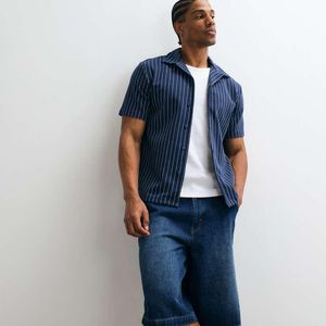 Weekday Blue Short Sleeve Stripe Resort Shirt for men