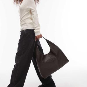 & Other Stories Brown Large Real Leather Tote Bag