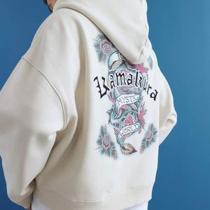 River Island Blue Cream Oversized Fit Japanese Kamakura Hoodie for men