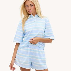 Loavies Blue Easy Does It Shorts With Stripes