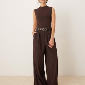 Mango Natural 2 In 1 High Neck Sleeveless Tailored Jumpsuit In