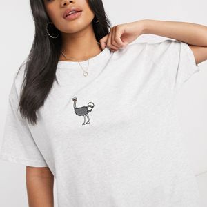 T-shirt oversize motif autruche New Love Club en coloris Blanc