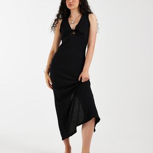 ASOS Black Twisted Bust Midaxi Dress