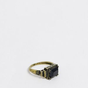Reclaimed (vintage) – Inspired – Ring für den kleinen Finger mit Schmuckstein in Mettallic für Herren