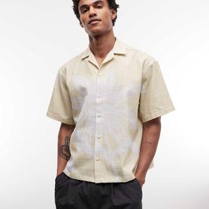 ASOS White Oversized Revere Collar Shirt With All Over Floral Print for men