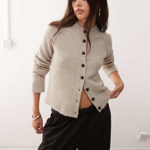 Weekday Natural Wool Blend Fitted Cardigan