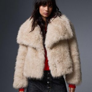 Bershka Black Furry Jacket With Lapel