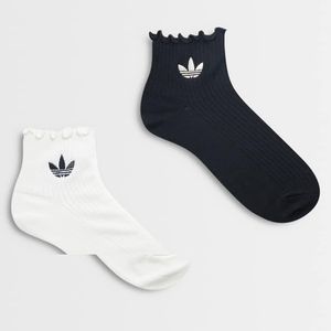 Adidas Originals Blue 2 Pack Ruffle Ankle Socks