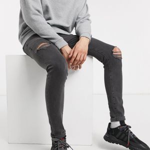 Jeans super skinny con strappi grigi di New Look in Grigio da Uomo