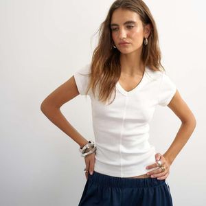 TOPSHOP White Scoop V Baby Tee