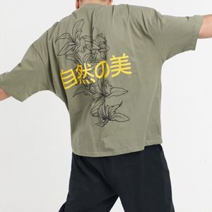 Camiseta caqui extragrande con estampado ASOS de hombre de color Verde