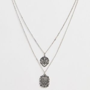 Reclaimed (vintage) – Inspired – Mehrreihige Halskette in Mettallic für Herren
