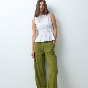ASOS Green Asos Design Tall Wide Leg Trousers With Pleat Detail