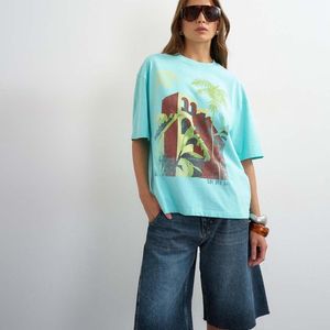 TOPSHOP Blue 'Sol De Sur' Graphic Oversized Tee