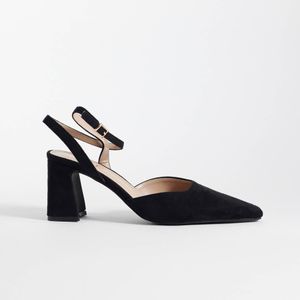 Raid White Zaylee Faux Suede Block Heel Shoes With Pointed Toe
