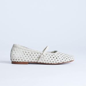 TOPSHOP White Bobbi Leather Woven Ballet