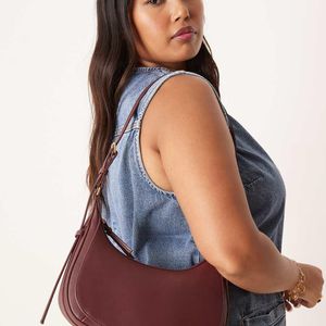 Mango Red Classic Half Moon Cross Body Bag