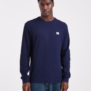 Calvin Klein Blue Long Sleeve Waffle Badge Logo T-shirt for men