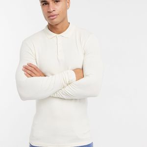 ASOS Organic Long Sleeve Muscle Fit Jersey Polo for men