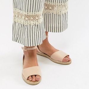 Truffle Collection Natural Wide Fit Espadrille Flat Sandals