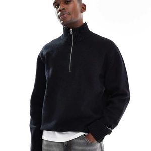Jack & Jones Blue Oversize Thick 1/4 Zip Jumper for men