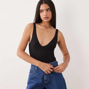 ASOS Blue Plunge Rib Bodysuit