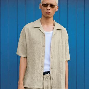 Bershka Blue Rustic Short Sleeve Shirt for men